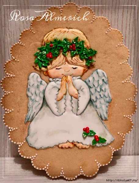 фото новогоднего печенья с ангелом
