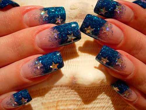 блестки звезды на ногтях