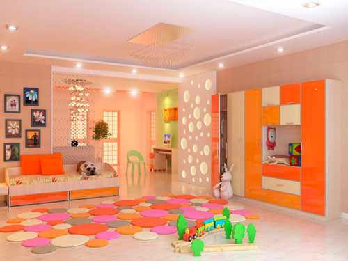 Оранжевый цвет в интерьере детской комнаты 2