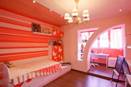 интерьер детской комнаты в оранжевом цвете 7