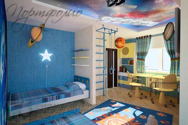 дизайн детской комнаты в стиле космос 2