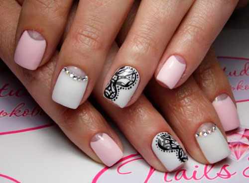 дизайн ногтей в белом цвете с рисунком 6