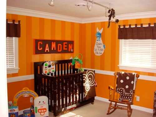 Оранжевый цвет в интерьере детской комнаты малыша