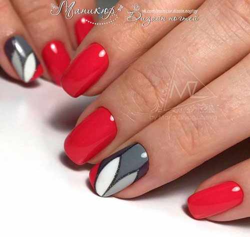 красивый дизайн ногтей в красном цвете 3