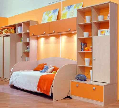 интерьер детской комнаты в оранжевом цвете 4