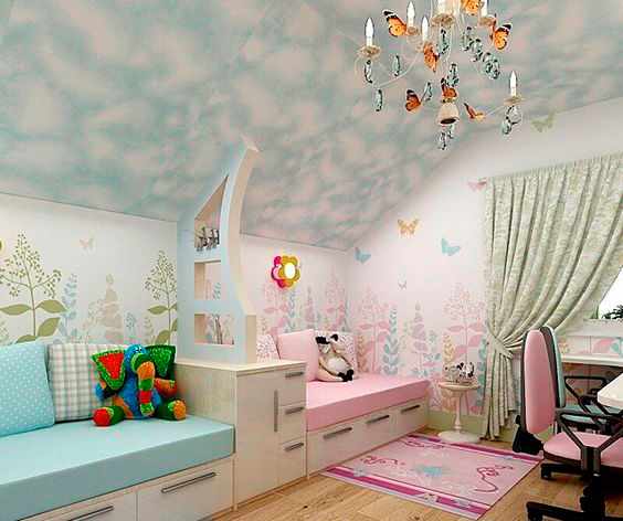дизайн детской комнаты для двух разнополых детей с фото 1