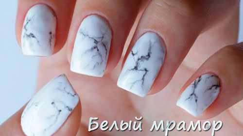 белый мрамор дизайн ногтей