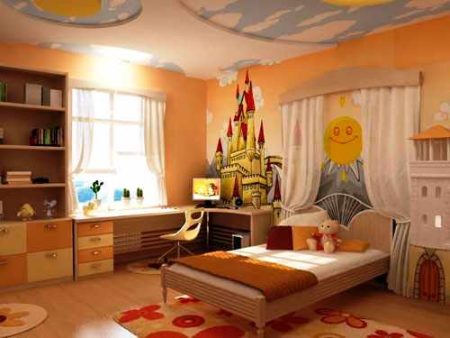 интерьер детской комнаты в оранжевом цвете 3