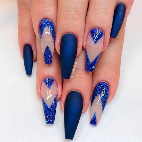синий дизайн ногтей для балерины