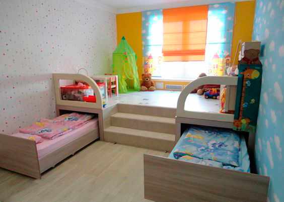 зонирование в маленькой комнате для разнополых детей