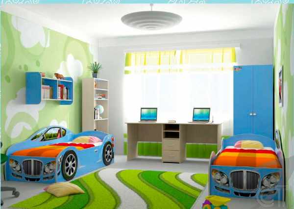 дизайн детской комнаты для двух мальчиков машинки