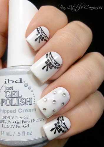 дизайн ногтей в белом цвете для девочки