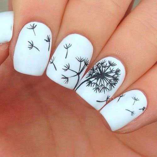 дизайн ногтей в чено белом цвете 2