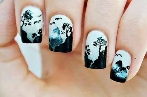 дизайн ногтей в чено белом цвете