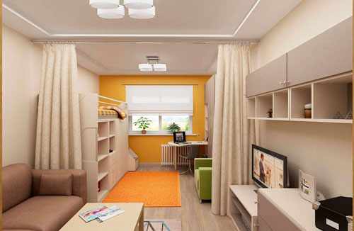 дизайн детской прямоугольной комнаты 12 кв.м фото