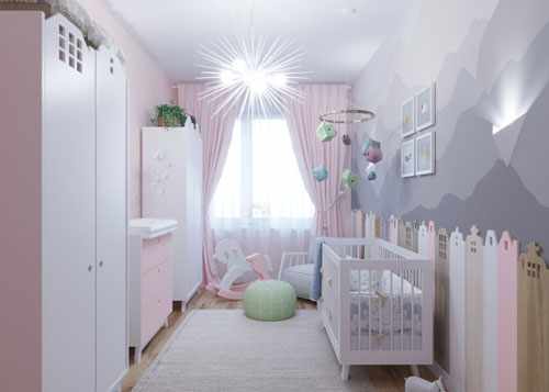 Дизайн детской комнаты для малыша девочки 4