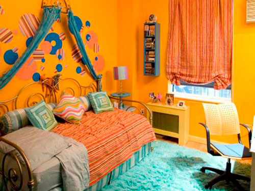 оранжевая детская комната 10