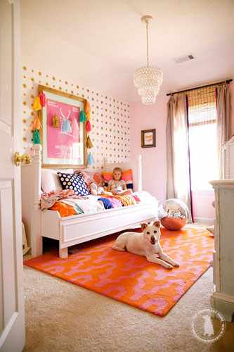 детская комната для девочкив оранжевом цвете 2