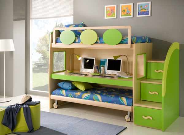 Дизайн детской комнаты для 2 мальчиков: кровать трансформер