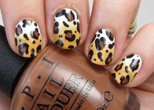Леопардовый принт на короткие ногти 5