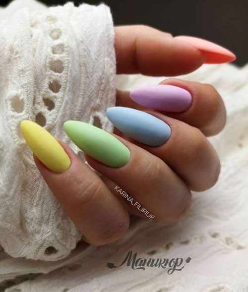 маникюр разноцветные ногти нежные