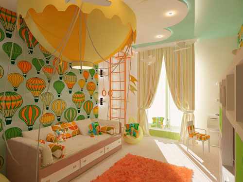 Оранжевый цвет в интерьере детской комнаты 5