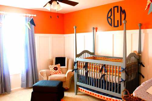 Оранжевый цвет в интерьере детской комнаты малыша 3