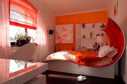 интерьер детской комнаты в оранжевом цвете 9