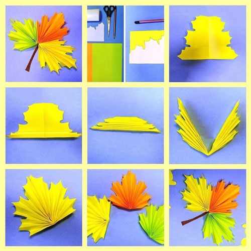 осенние листья из бумаги для оформления 7