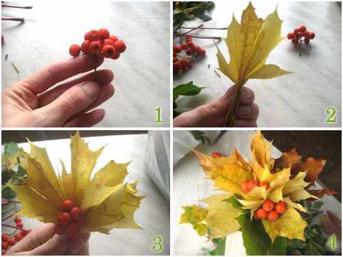 осенние букеты фото из цветов и листьев