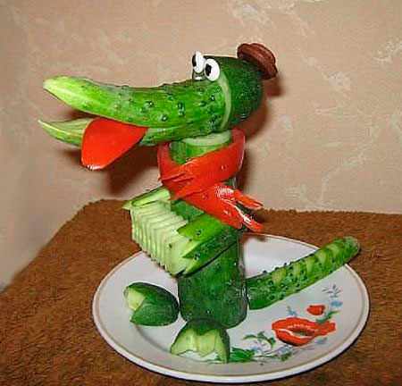 поделка из овощей крокодил Гена