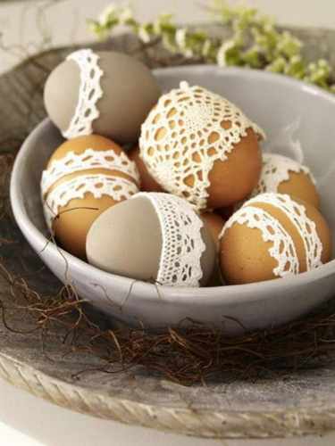 как украсить яйца кружевом на Пасху 2