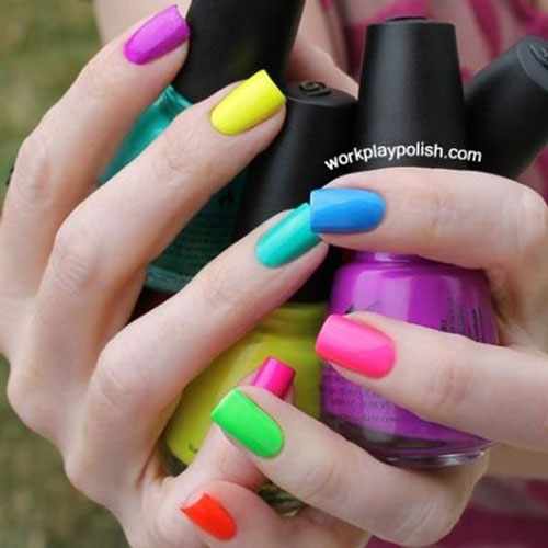 разноцветный маникюр сочетание цветов на короткие ногти