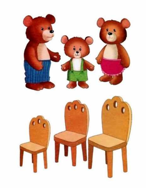Изображения трёх медведей и трёх стульев разного размера