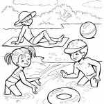 Шаблон для раскрашивания Дети играют на воде