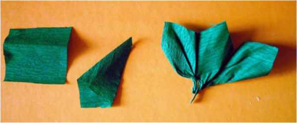 Зелёный квадратик и примеры листочков из бумаги