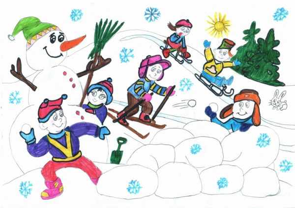 Изображение детей, играющих в зимние забавы