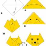 Схема оригами-котёнка для оформления огней светофора