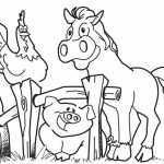 Раскраска Лошадь, свинья и петух