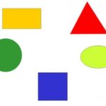 Разноцветные геометрические фигуры на белом фоне