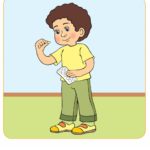 Рисунок с иизображением ребёнка с таблетками в руках