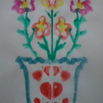 Монотипия «Цветы в вазе»