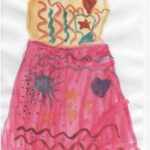 Платье с розовой юбкой с солнышком и цветочком