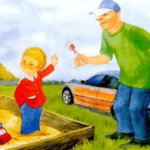 Рисунок, на котором ребёнок отказывается от конфеты от взрослого