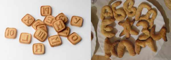Печенье с изображением букв русского алфавита — магазинное и домашнее