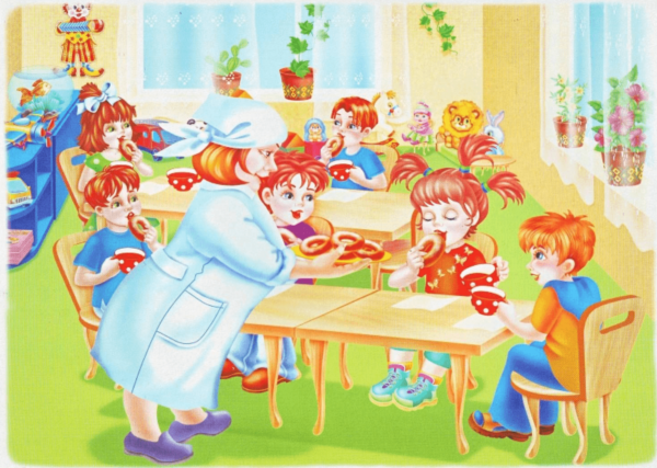 Дети кушают в детском саду