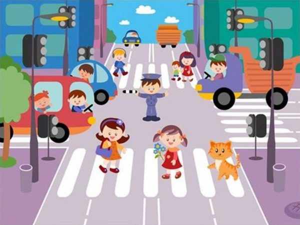 Картинка с анимационными человечками на проезжей части