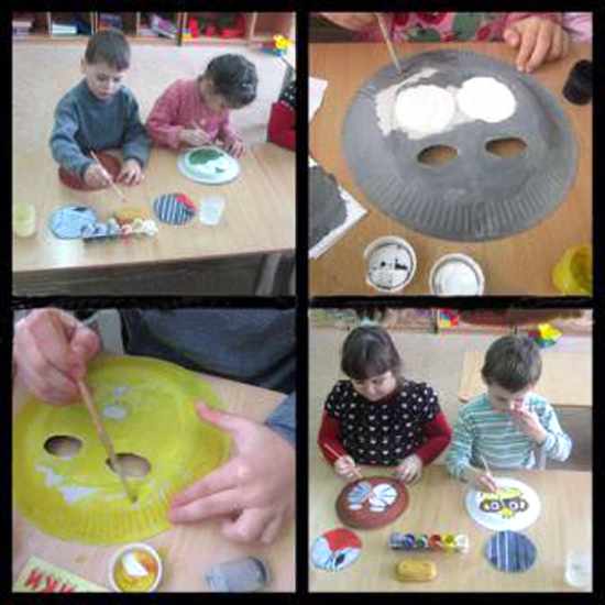 Дети раскрашивают тарелки