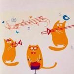 Наклейки на стену «Коты-музыканты»