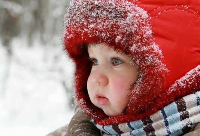 Малыш на зимней прогулке